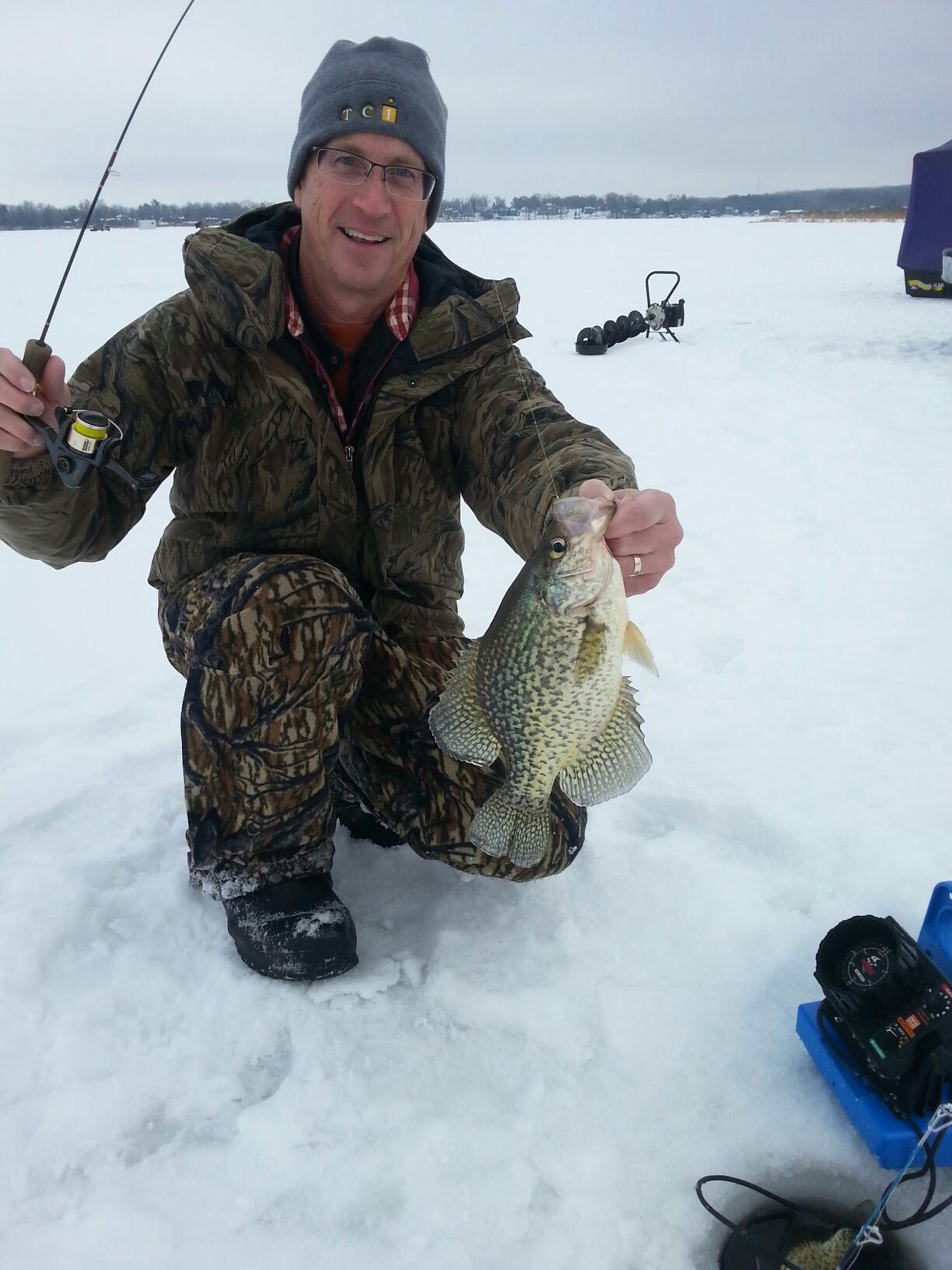 Kevin Nelson ice fishing near St. Joseph, MN